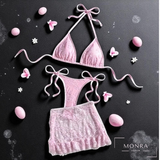 Blush Bloom – Бански от три части с дантела
