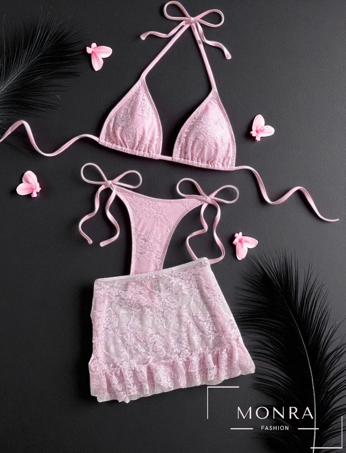 Blush Bloom – Бански от три части с дантела