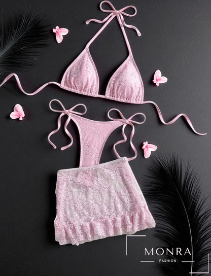 Blush Bloom – Бански от три части с дантела